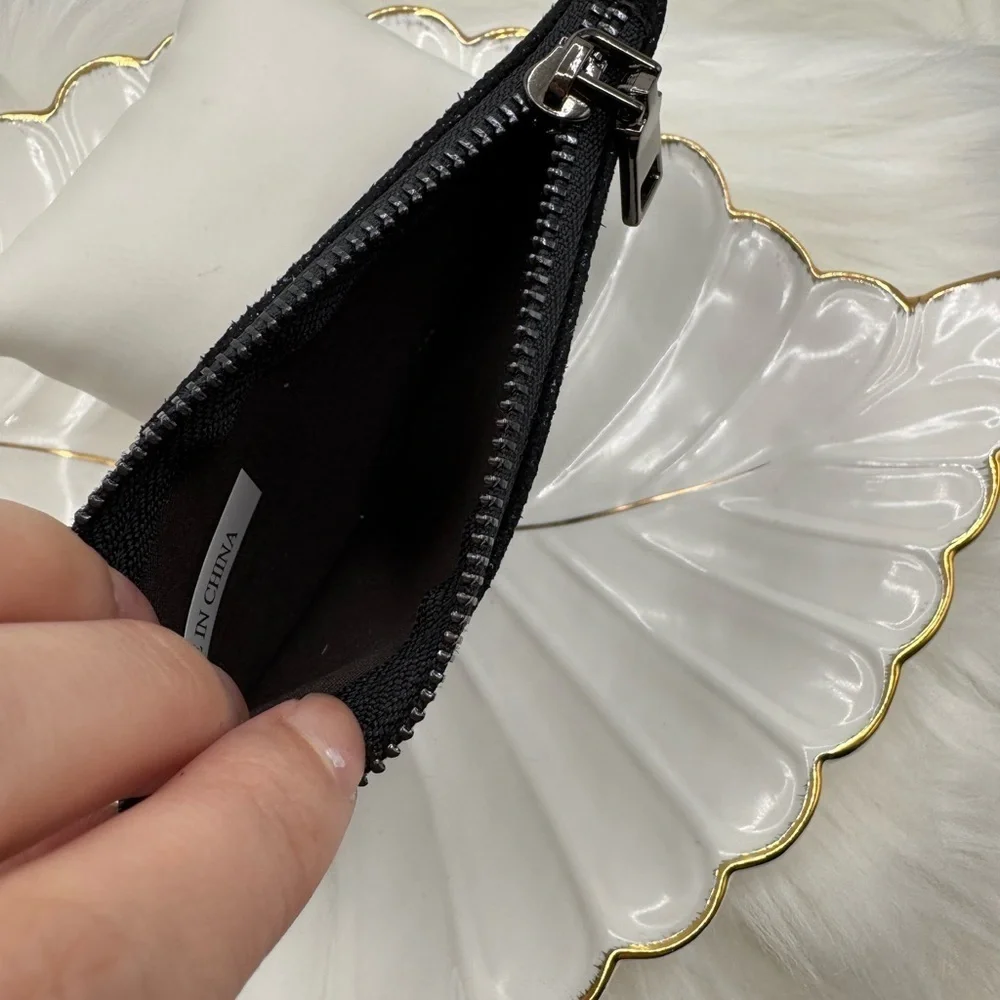 Shiny Black Material Card Holder Wallet